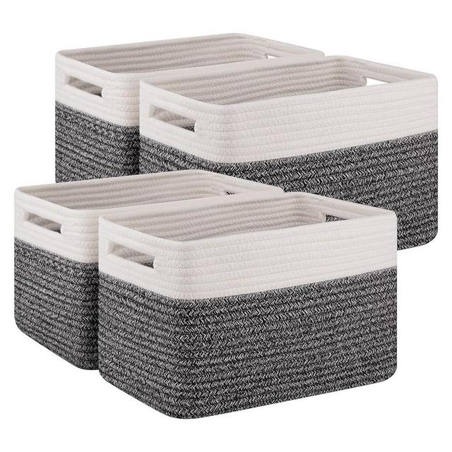 SIXDOVE 4 Pack Storage Baskets for Organizing, Woven Baskets for Shelves - Perfect for Toys, Books, Towels, and Clothes, Durable Gift Basket Bins Toy Storage, 12.7''Lx9''Wx7.8''H, Black & White
