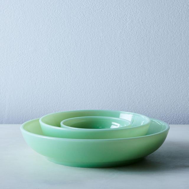 Jadeite Glass Shallow Bowls (Set of 4)