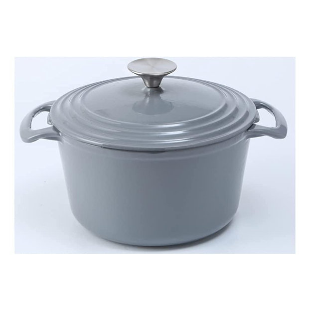 HAWOK Cast Iron Enameled Round Dutch Oven Casserole 3.5 Quart/3.3-Liters Gray……