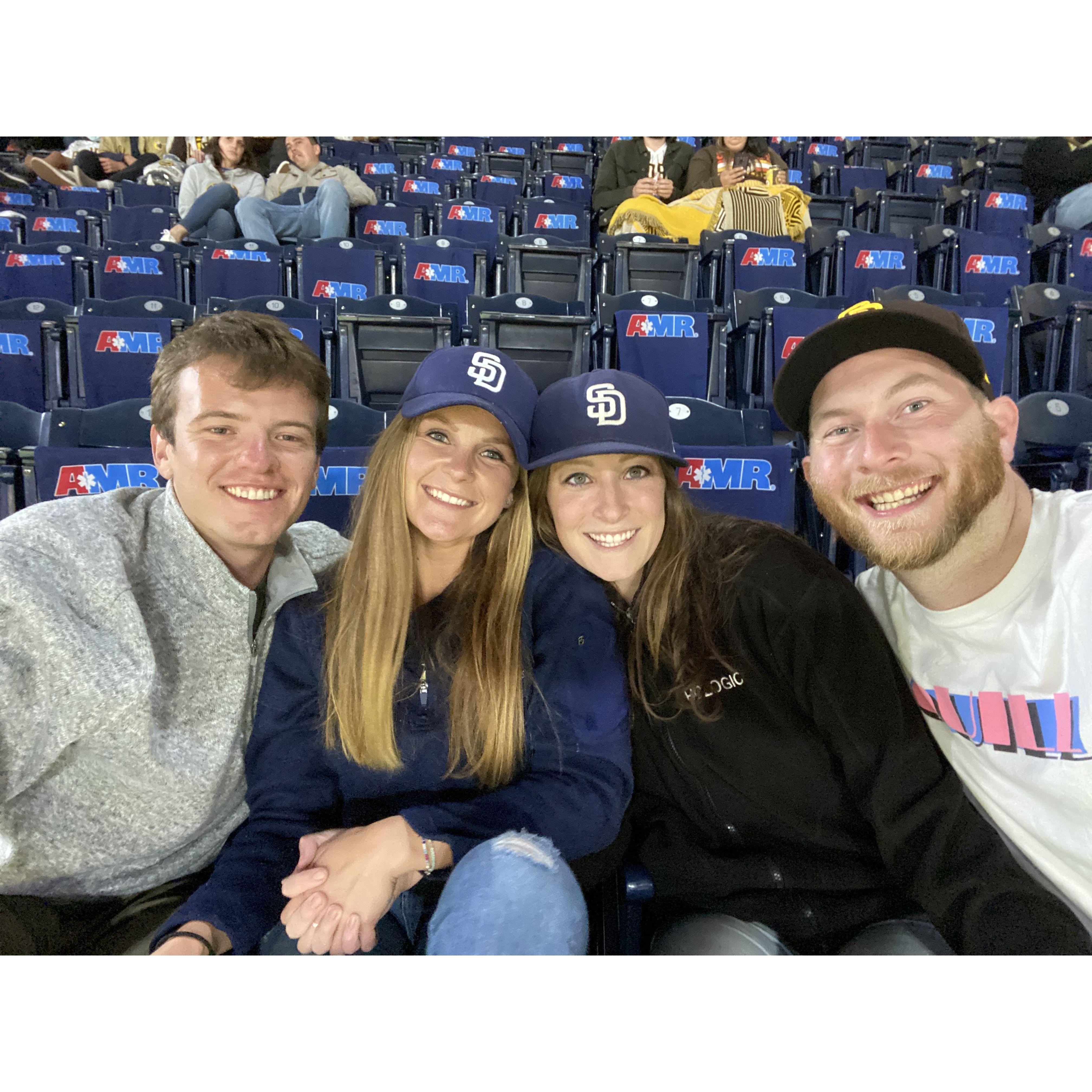 Our first double date was with Nick & Amanda :) Go Padres!