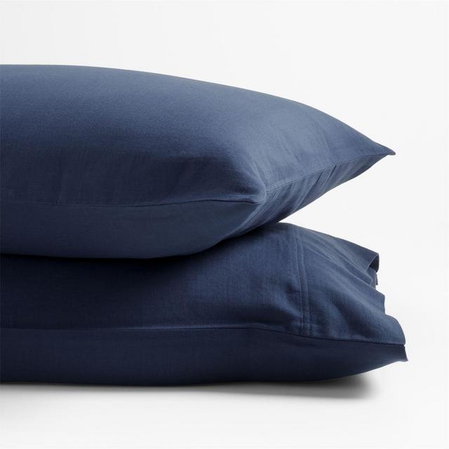 Organic Double Weave Indigo Blue Standard Pillowcase Pair