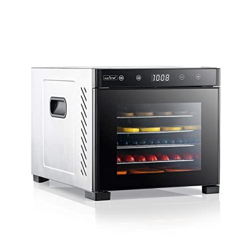 NutriChef NCDH6S.5 Electric Countertop Food Dehydrator Machine-600-Watt Premium Multi-Tier Meat Beef Jerky Maker Fruit/Vegetable Dryer w/ 6 Stainless Steel Trays, SMALL, BLACK
