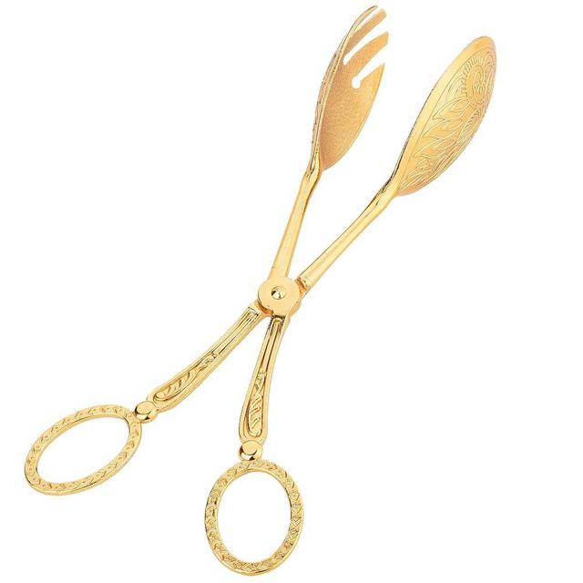 Alisveristime Premium Zamac Tongs | Ornate Design | Multi-Use Kitchen Serving Utensil – 8.4 inches (21.5 cm) (Gold)