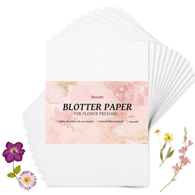 Aboofx 26 Sheets Blotting Paper for Flower Press, Large 8.26 x 11.8 inch A4 Highly Absorbent and Reusable Blotter Papers for Flower Press Herbarium Craft Blotter Paper Sheets