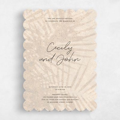 Beige Scalloped Wedding Invitation - Seabay Palm