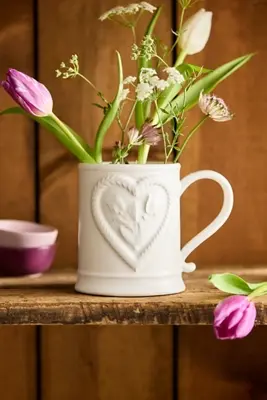 Valentine Cameo Stoneware Mug, Heart