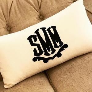 Applique Monogrammed Lumbar Pillow