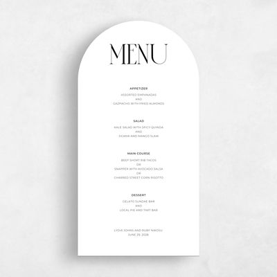 White Arch Wedding Menu - Amberley