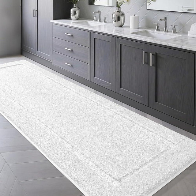 IM HOME Bathroom Rugs Off White 48"x20", Ultra Soft Thick Plush Fluffy Microfiber Absorbent Bath Mat, Non-Slip Backing, Machine Washable Bath Mats for Bathroom Floor, Tub and Shower, Ivory