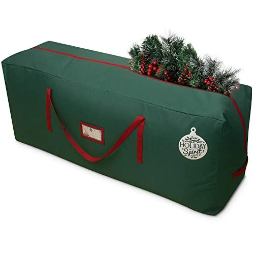 HOLIDAY SPIRIT Christmas Tree Storage Bag For Trees. Heavy-Duty 600D Oxford Material With Durable Reinforced Handles & Zipper, Waterproof Material Protects from Moisture & Dust (Green, Fits a 7.5FT Tree)