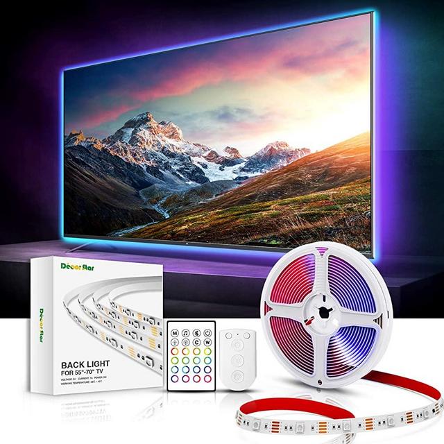DecorStar TV LED Backlights, LED Lights for TV 14.5 FT Strips Sync to Music 32 Colors DIY Mode TV Backlight 55 inch 60 inch 65 inch 70 inch USB Powered