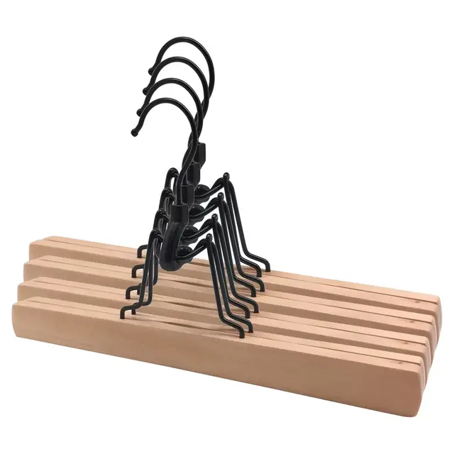 Squared Away™ Wood Pant/Skirt Clamp Hangers in Blonde with Black Hardware (Set of 4)