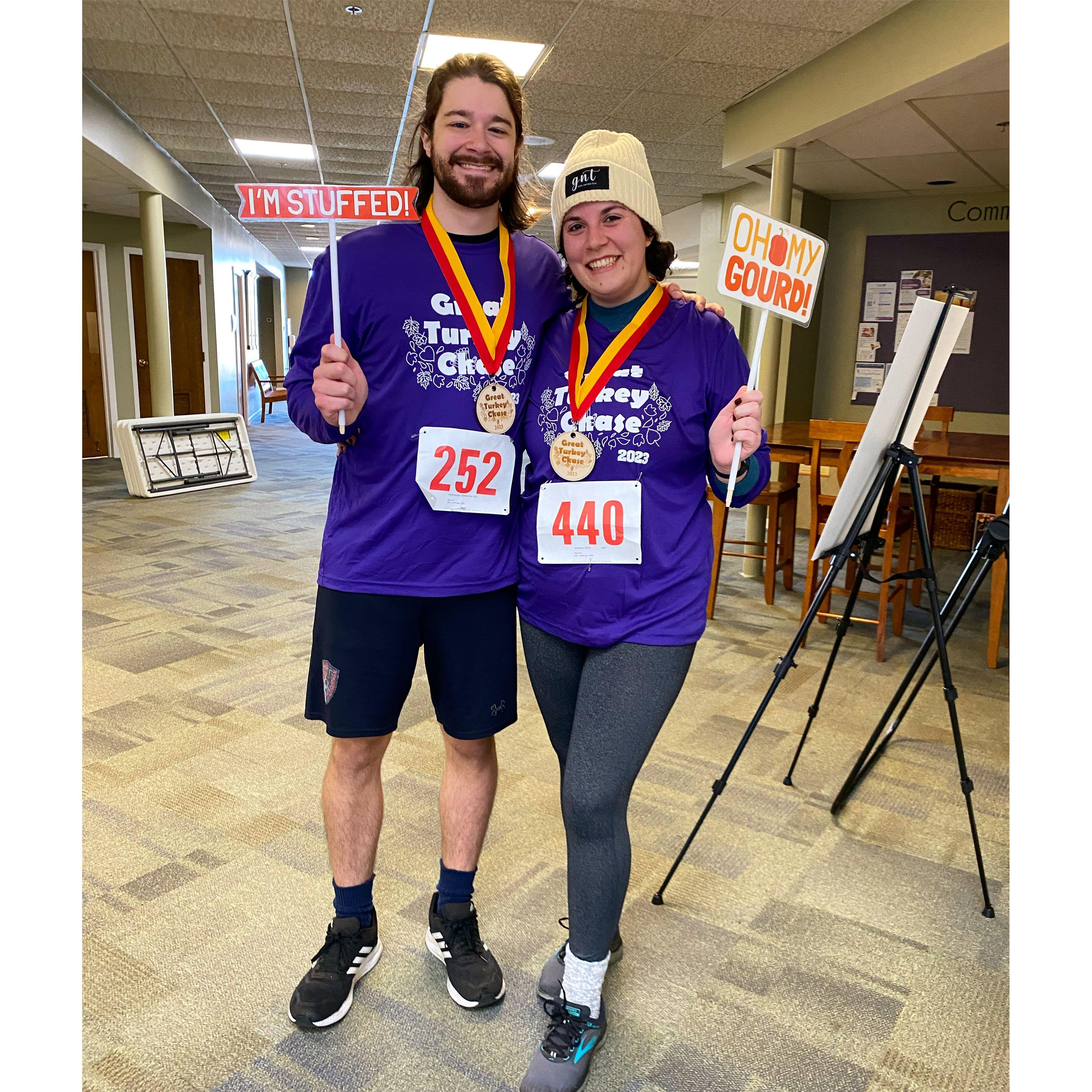 Our first Turkey Trot 5K together Thanksgiving 2023
