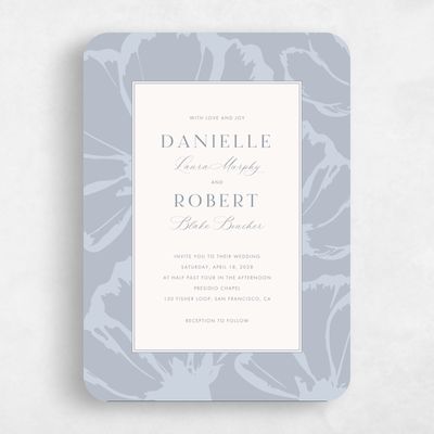 Blue Rounded Wedding Invitation - Esme Portrait