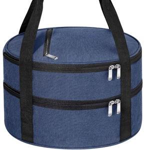 Round Double Insulated Pie Carrier, Navy Blue