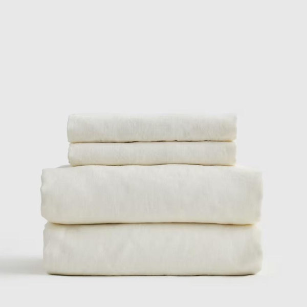 Classic Organic Percale Sheet Set in Ivory - QUEEN