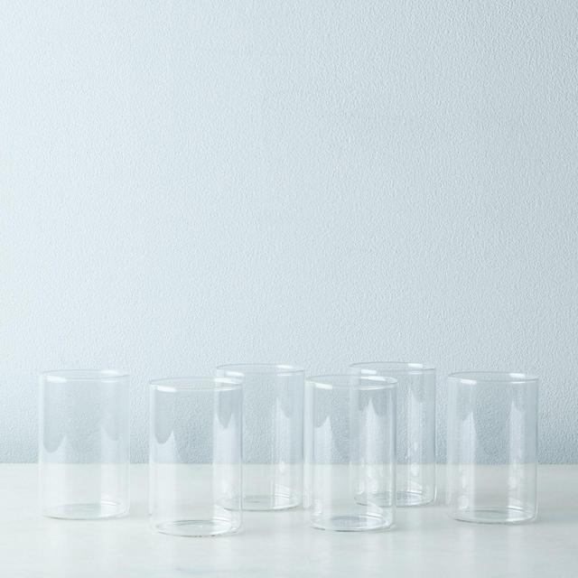 Simple Glass Tumblers (Set of 6)- Large Narrow