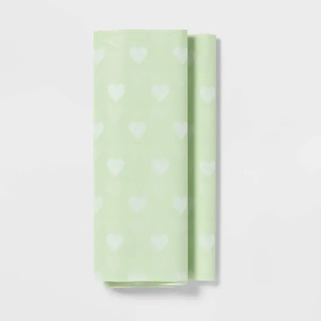 8ct Heart Tissue Paper Green/White - Spritz™