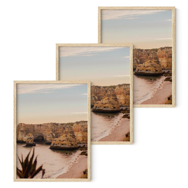 Haus and Hues Set of 3 Picture Frame with Plexiglass Cover, Natural Oak, 9x12
