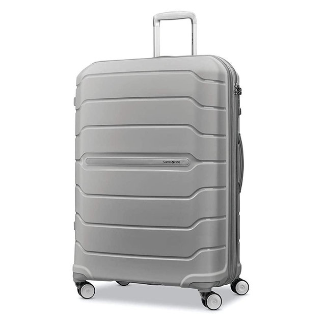 Samsonite Freeform Hardside Expandable with Double Spinner Wheels, Light Grey, Checked-Large 28-Inch