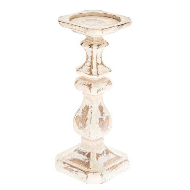 Distressed White Candle Holder