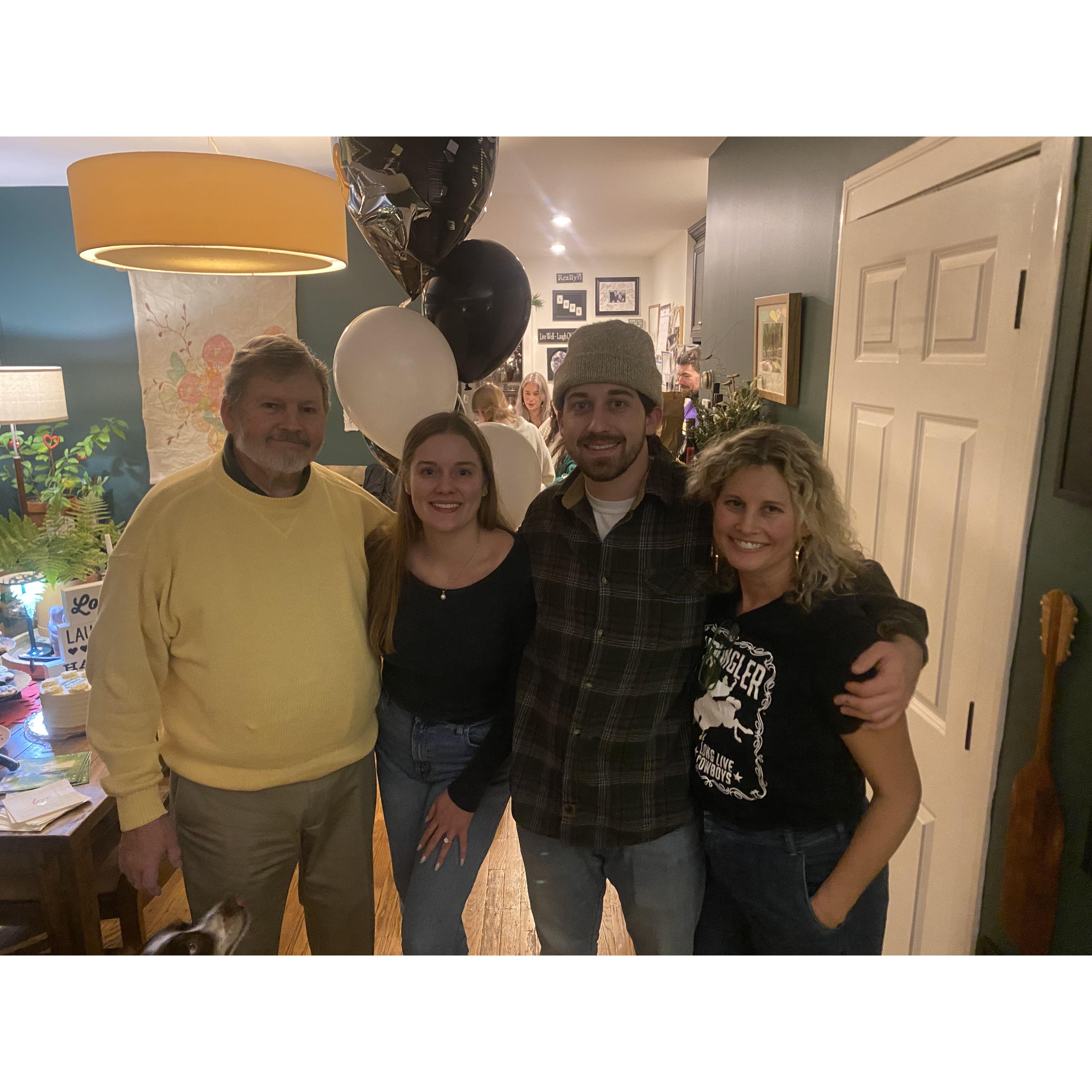 With Quinn's mom (Kathleen) and papa (Jim) at our engagement party