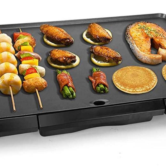 Aigostar Electric Griddle Nonstick Pancake Griddle 1500W 8-Serving Electric Indoor Grill 5-Level Control with Adjustable Temperature & Oil Drip Tray for Easy Cleaning, 20” x 10” Family-Sized, Black