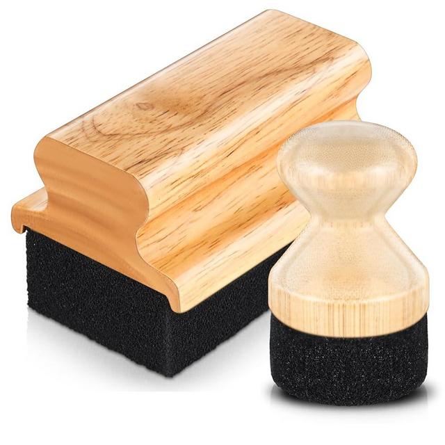 Qinyoung 2 Pcs Cutting Board Oil Wax Applicator Butcher Block Mineral Oil Brush Wooden Bamboo Cutting Board Cream with Handle for Wood Surfaces Restoring Butcher Blocks(Classic,Sponge)