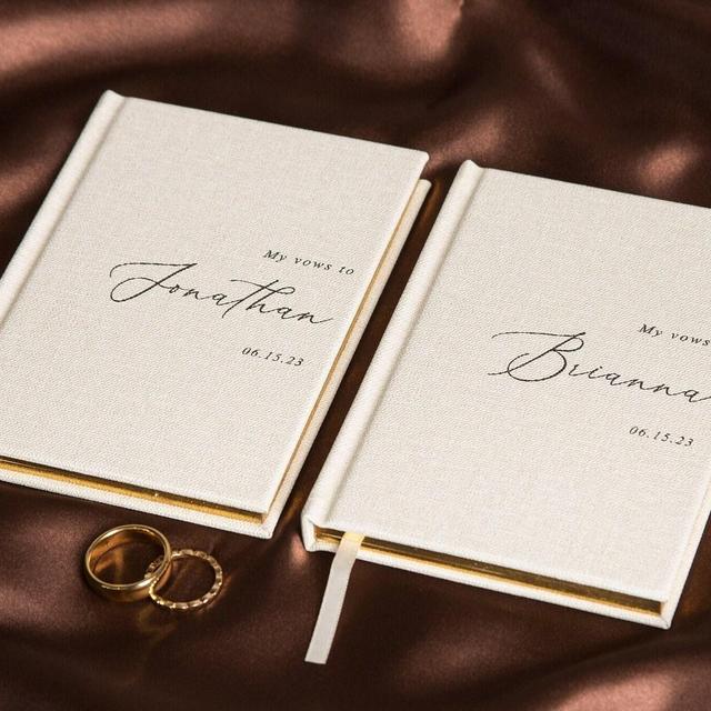 2 Vow Books My Vows To - Hard Cover Wedding Ceremony or Elopement Vow Booklets, Luxury Speech Notebook, Engagement Gift for Bride Groom