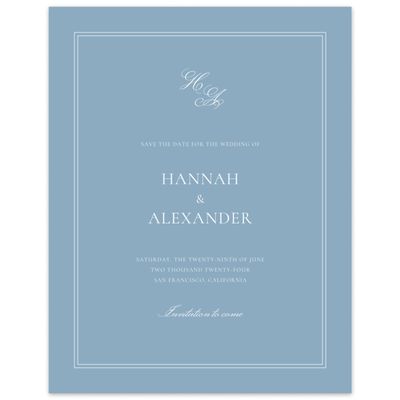 Dusty Blue Wedding Digital Save the Date - Wyncote Portrait