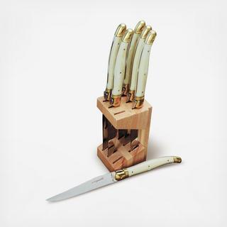 Laguiole Steak Knives in Wood Block, Set fo 6