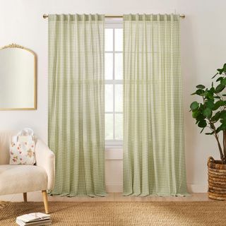 Strawberry Picnic Backtab Curtain Panel with Totebag, Set of 2