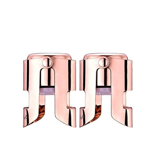 OWO Champagne Stopper, Stainless Steel Bottle Plug Sealer for Sparkling Wine, Superior Leak-Proof Bubble Retaining Saver, No Sharp Edge, No Spill, Fizz Saver, Passed Press Test (Rose Gold)
