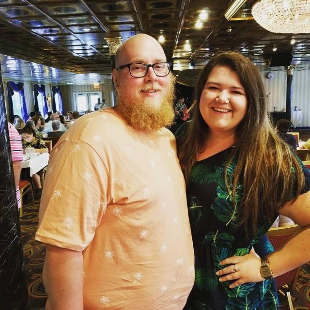 On a dinner cruise in Savannah, Georgia on our family vacation/Presley's Beta trip last summer