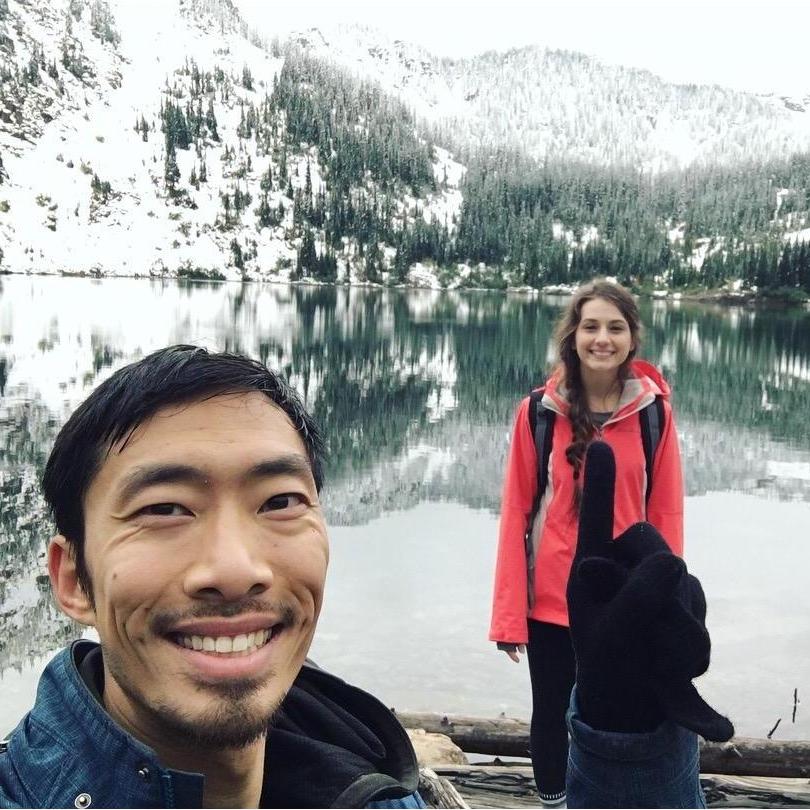 Climbed our first mountain together! We weren't prepared for snow (Victoria caught the worst cold of her life after this), but the views were incredible.