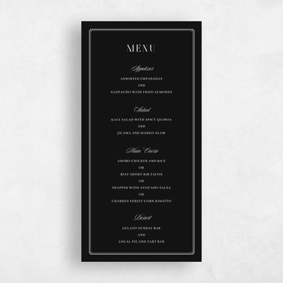Black Wedding Menu - Cillian