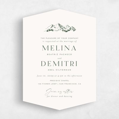 Beige Diamond Wedding Invitation - Crispin Portrait