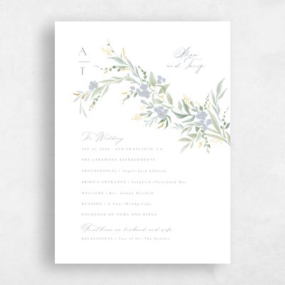 Dusty Blue Wedding Program - Darcy Foil