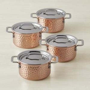 Williams Sonoma Hammered Copper Mini Cocottes, Set of 4