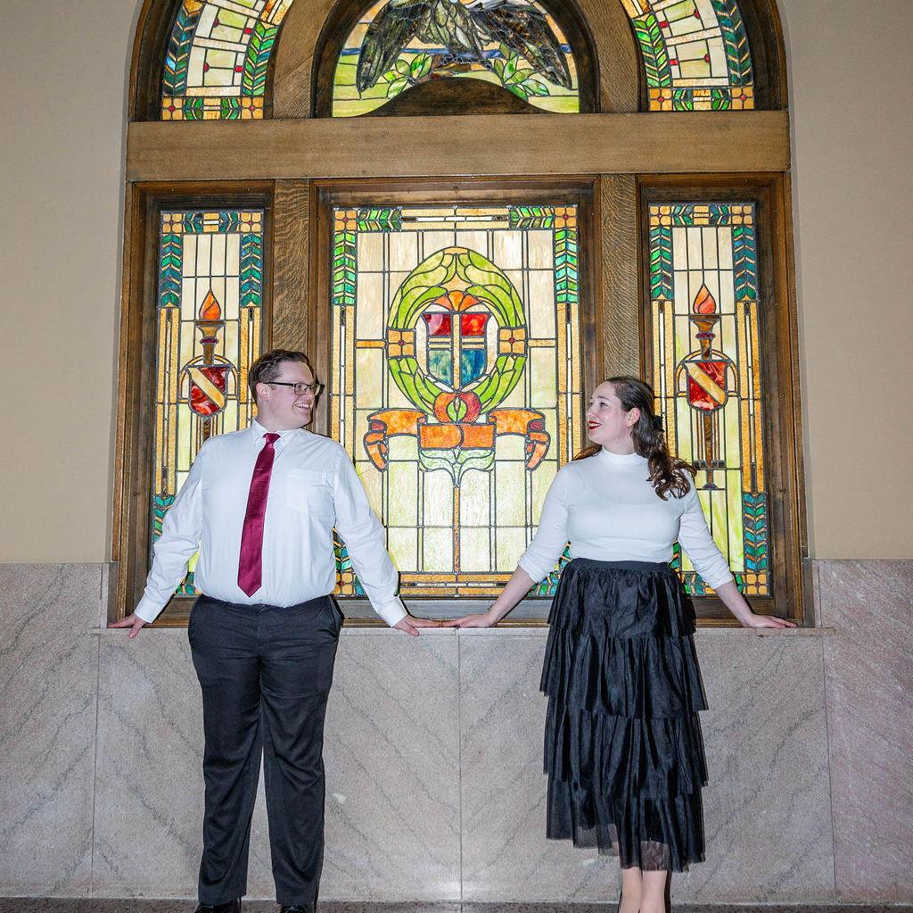 Highlights from our engagement photos in Bloomington! Due to the cold, we took some photos inside the Monroe County Courthouse. Photo credit: Meghan Alyssa Photography