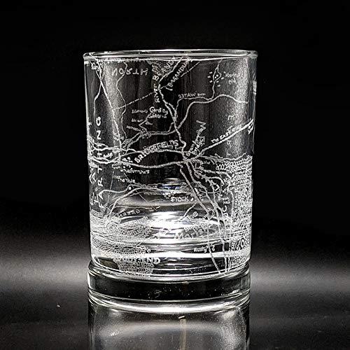 MAP OF THE SHIRE Engraved Whiskey Rocks Glass | Inspired by Lord of the Rings | Great LOTR Decor & Drinking Gift Idea!