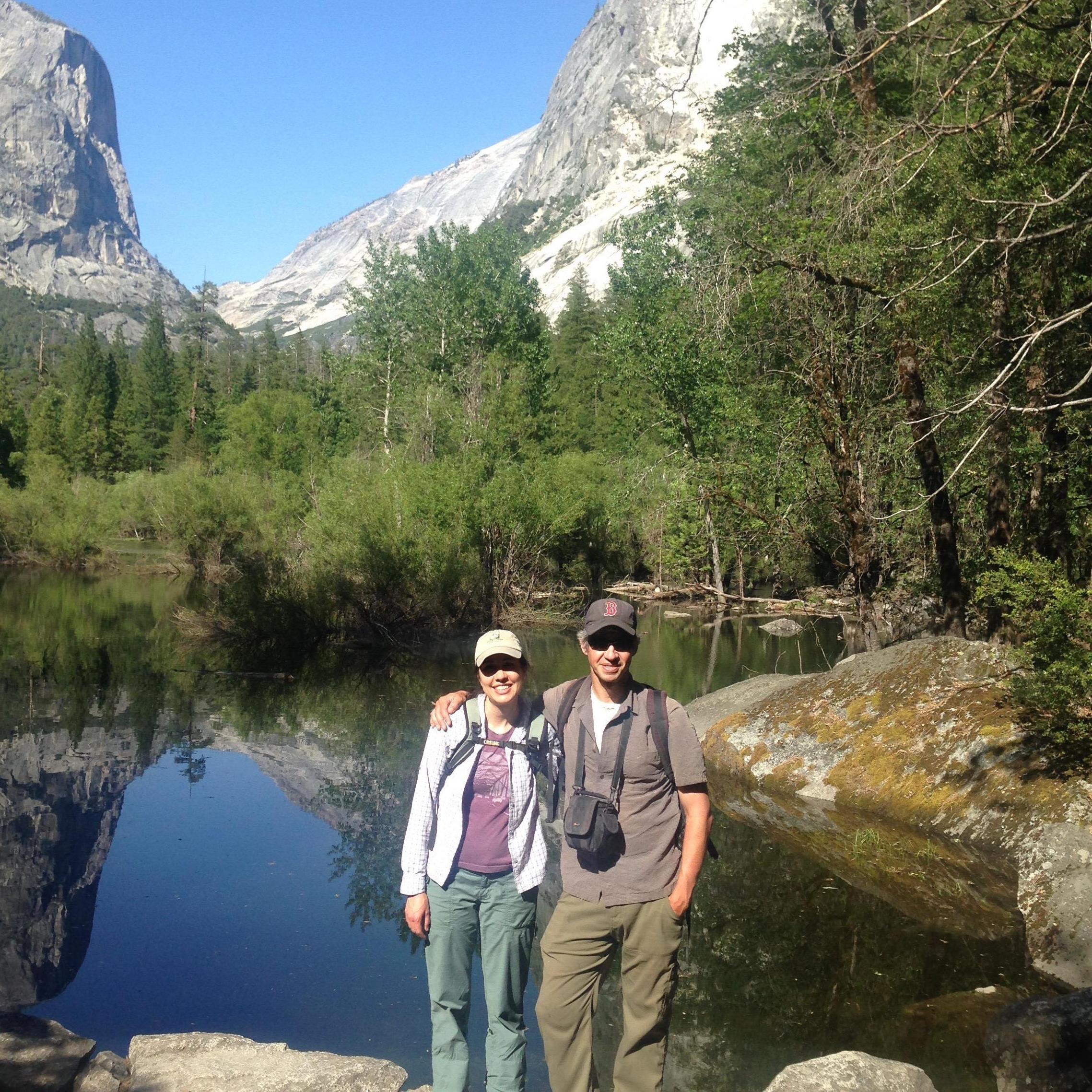 Enjoying Mirror Lake in Yosemite.