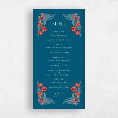Teal Blue Wedding Menu - Willmore
