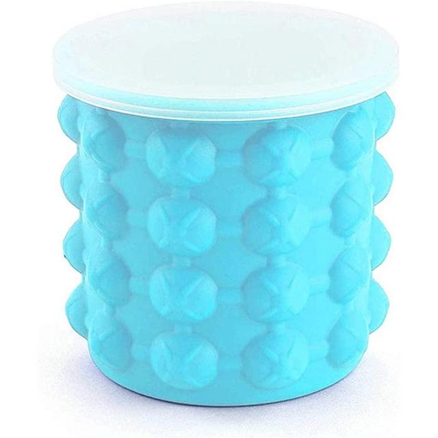 Ice Cube Maker Silicone Bucket with Lid Makes Small Size Nugget Ice Chips  for Soft Drinks, Cocktail Ice, Wine On Ice, Crushed Ice Maker Cylinder Ice