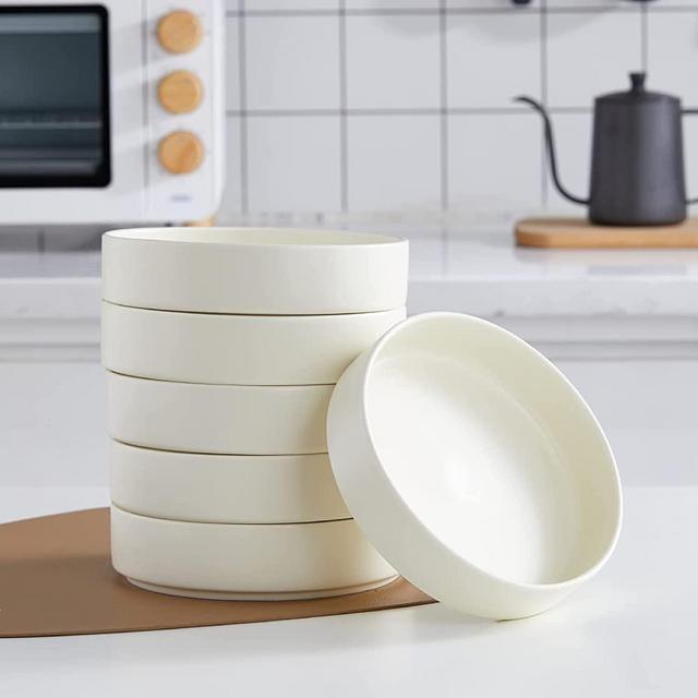Stone Lain Stella Pasta Bowl 6-Piece Set, Round, Porcelain, Cream