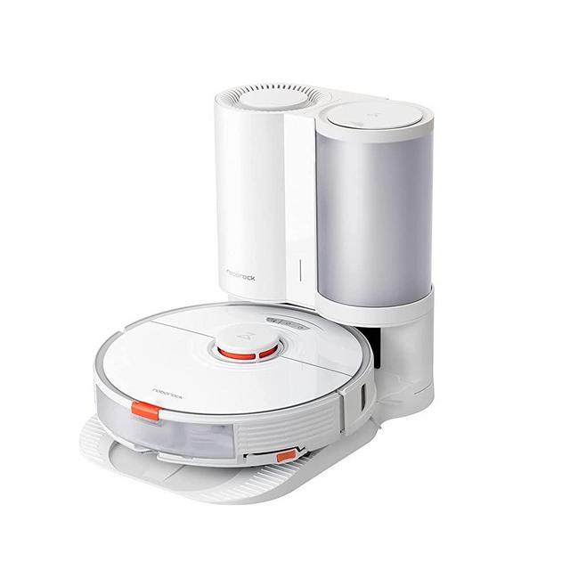 Roborock S7+ Robot Vacuum and Sonic Mop with Auto-Empty Dock, Stores up to 8-Weeks of Dust, Auto Lifting Mop, Ultrasonic Carpet Detection, 2500Pa Suction, Multi-Level Mapping, App Control, White