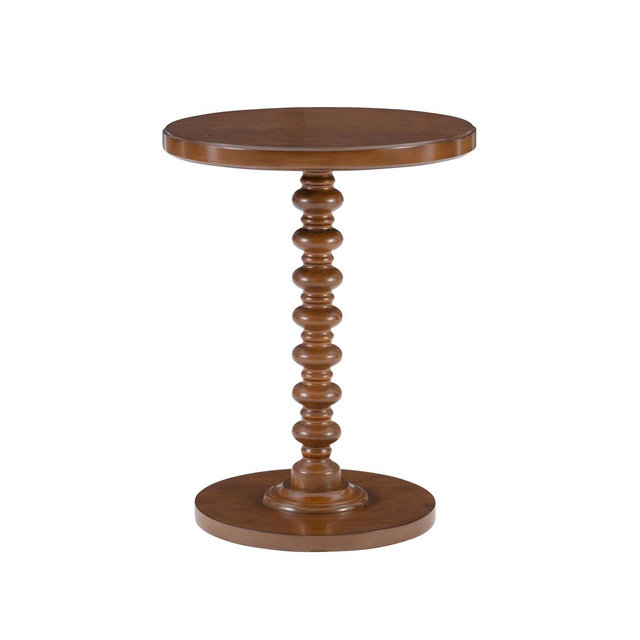 17" Teyla Traditional Round Wood Accent Spindle Table Hazelnut - Powell