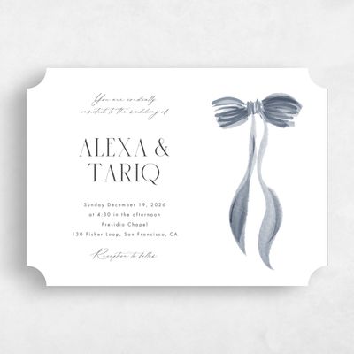 Blue Ticket Wedding Invitation - Brienno Landscape