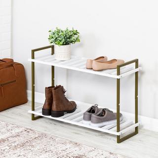 2-Tier Square Tube Shoe Rack