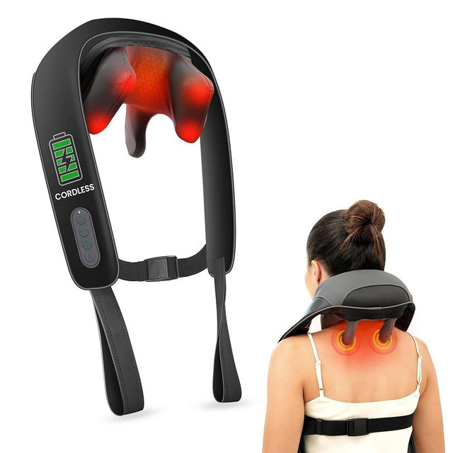 Snailax Neck Massager for Pain Relief Deep Tissue, Neck Massage with Heat, Cordless Massager for Back and Shoulder Pain, Deep Kneading Back Massager, Gift for Mom Dad